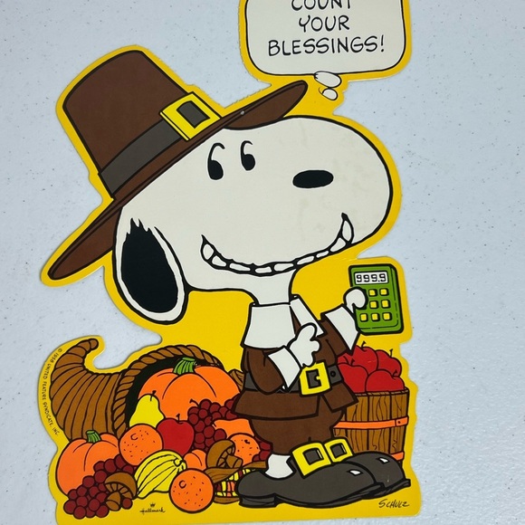 VTG 1958 Hallmark Peanuts Snoopy Count Your Blessings Diecut Decor Fall Schulz - Picture 8 of 11